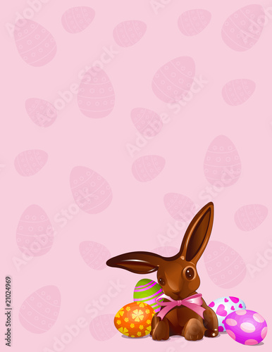 Chocolate Easter bunny background