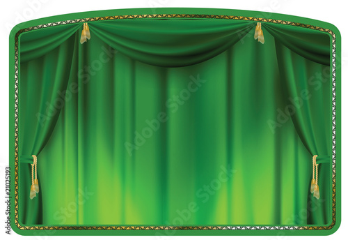 theater curtain blue tied with gold tassels
