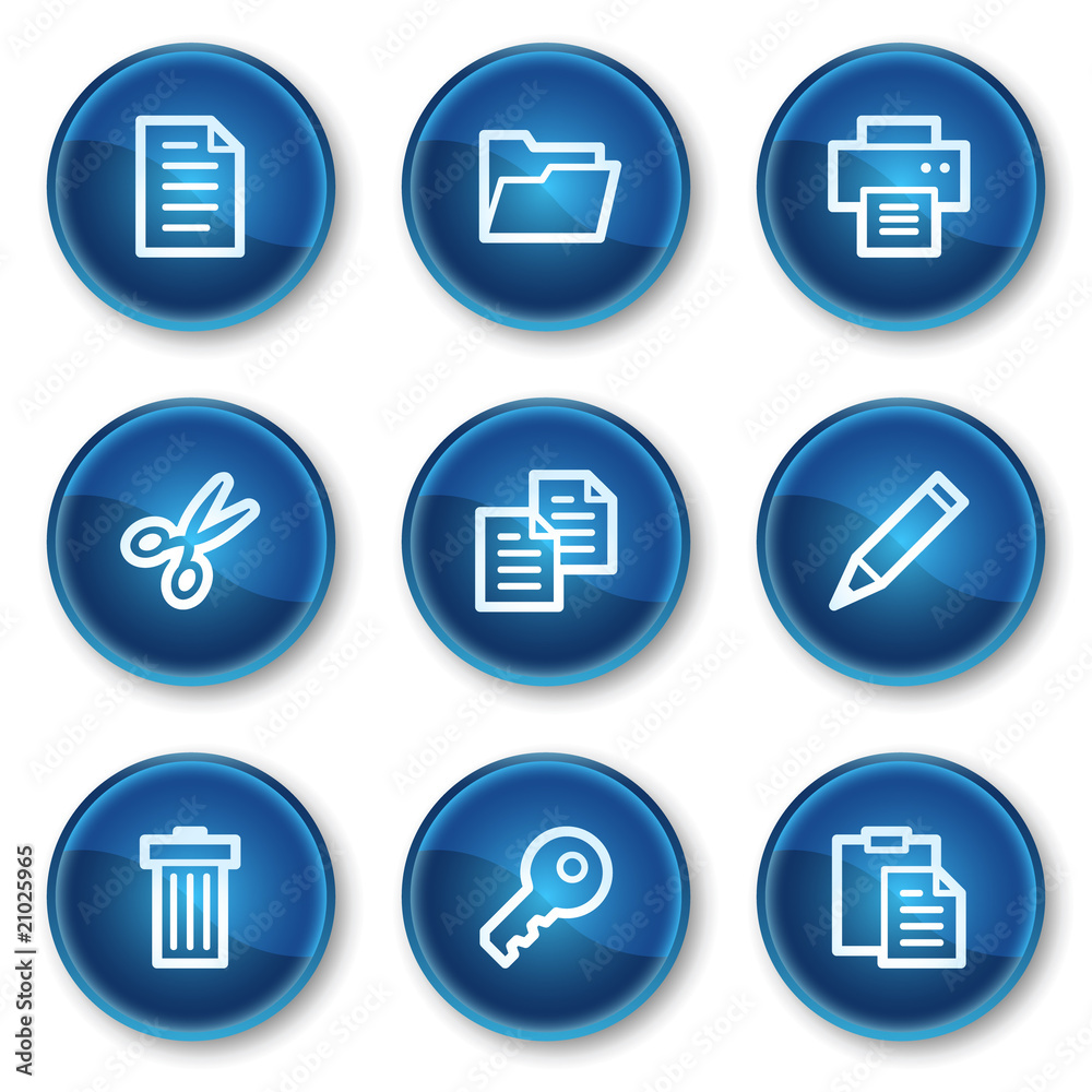 Document web icons set 1, blue circle buttons Document web icons set 1, blue circle buttons