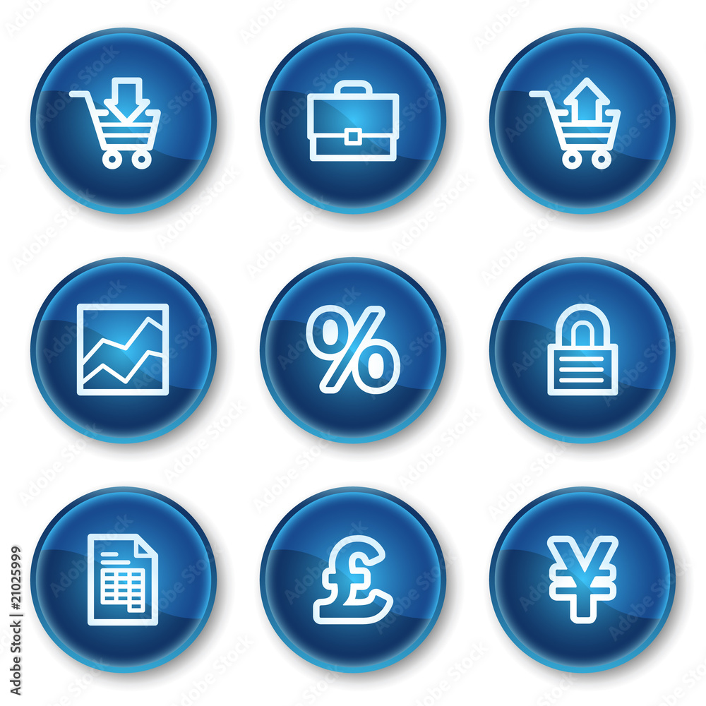 E-business web icons, blue circle buttons E-business web icons, blue circle buttons