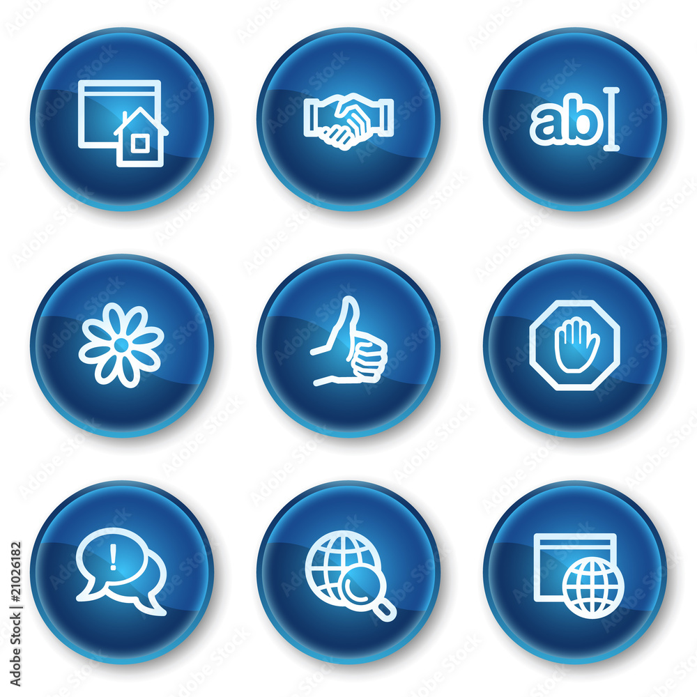 Internet web icons set 1, blue circle buttons