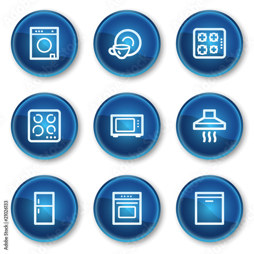 Home appliances web icons, blue circle buttons