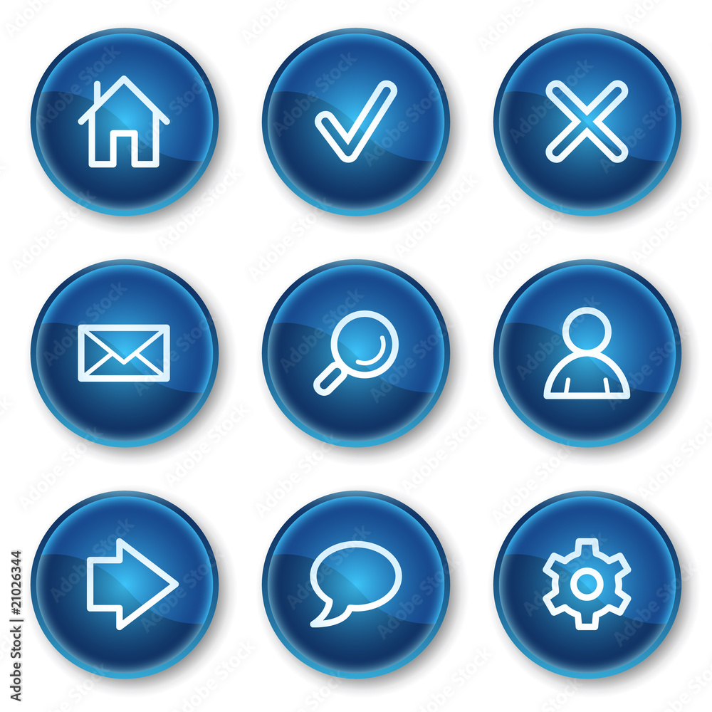 Basic web icons, blue circle buttons Basic web icons, blue circle buttons