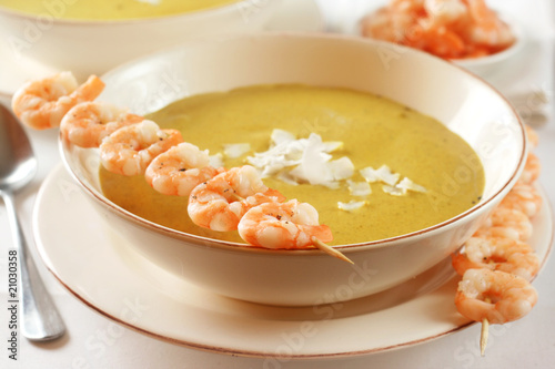 Currysoup with Prawn Spits photo