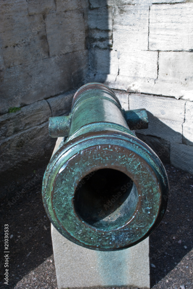 Age-old ship cannon