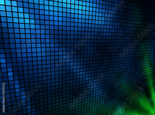 Abstract  blue and green lights 3D mosaic.