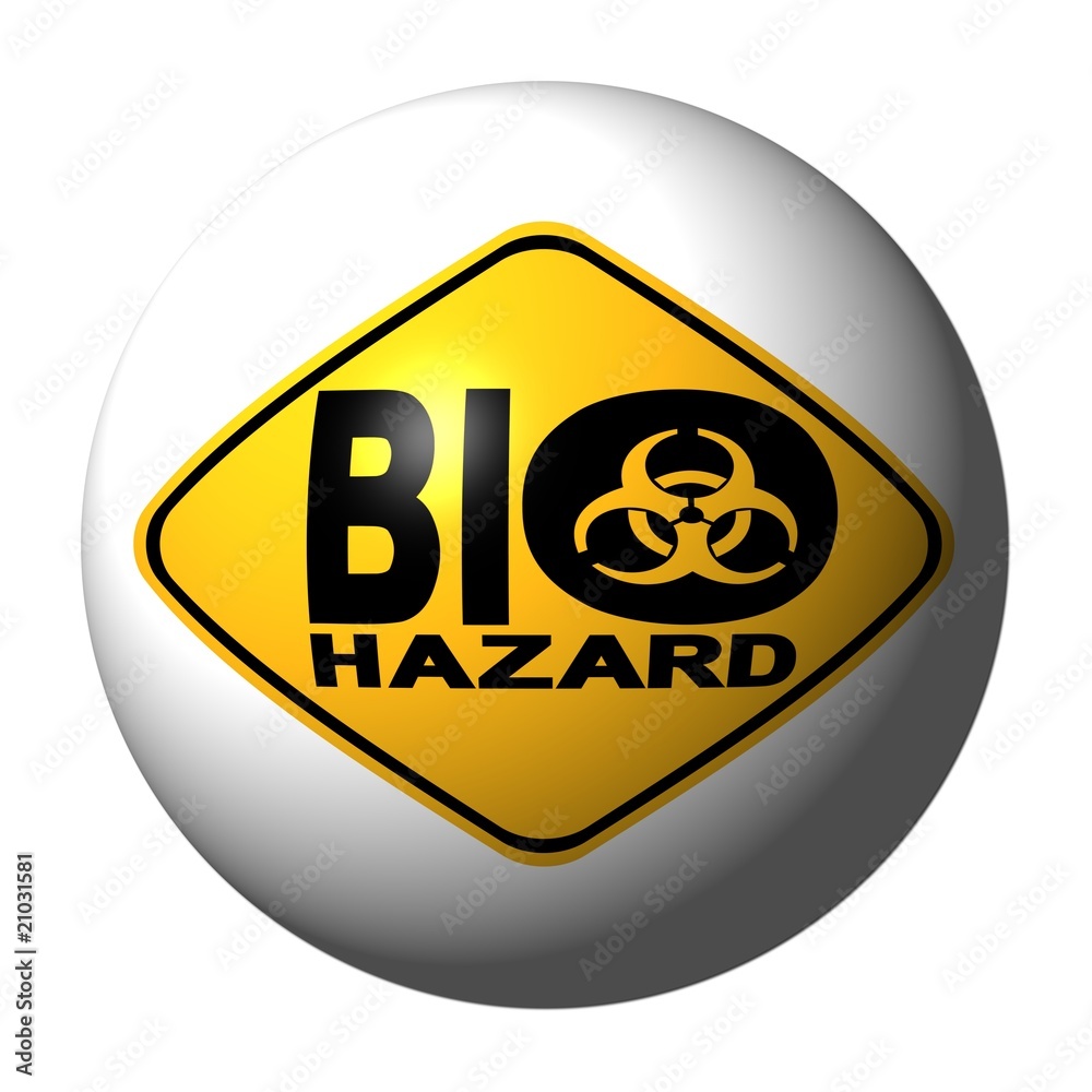 sphere with danger biohazard sign on exterior illustration sphere with danger biohazard sign on exterior illustration