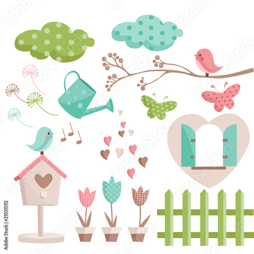 Retro spring elements vector illustration