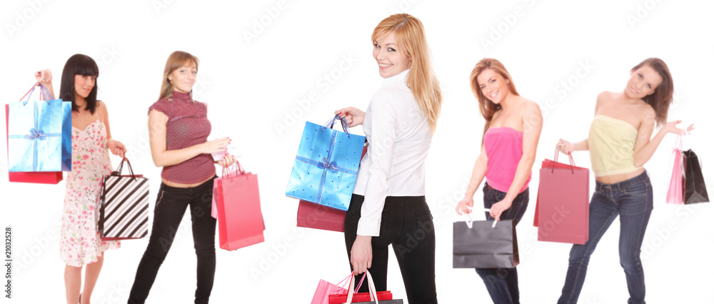 Group of shopping girls Group of shopping girls