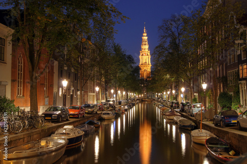 Zuiderkerk twilight reflection, Amsterdam, The Netherlands