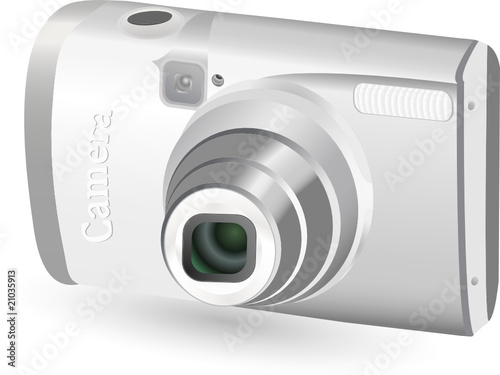 compact digital camera isolated on a white background