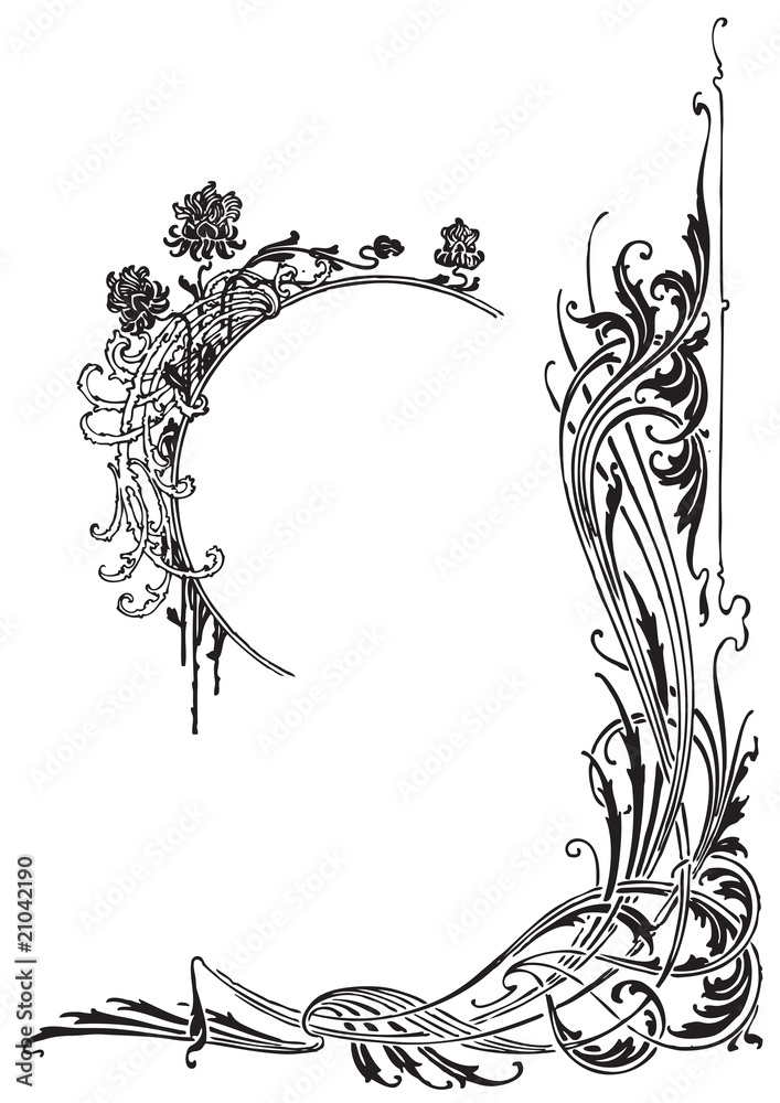 Obraz premium antique frame engraving (vector)