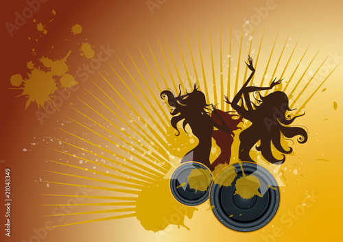 ilustracion mujeres vailando musica