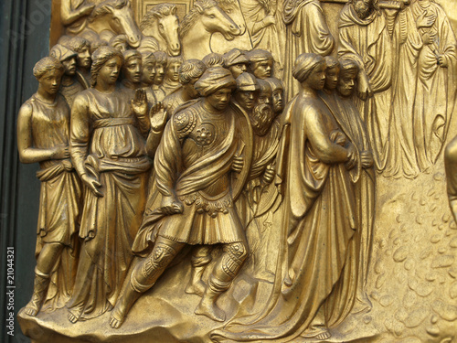 Florence - Baptistery , Panel of the Door of Paradise photo