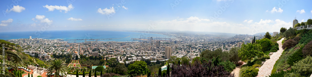 Panorama of Haifa from the Bahai Garten