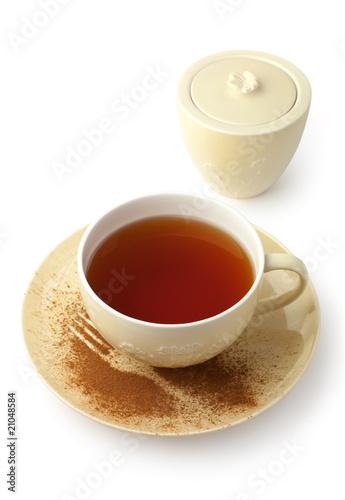 Cuadro en lienzo Cup of tea and sugar bowl