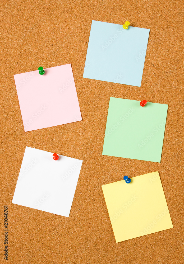 Blank notes on cork board Blank notes on cork board