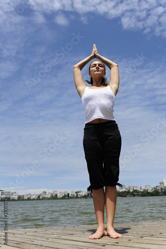 womanm meditataing outdoors photo