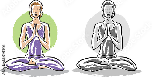 Stylized girl deep in meditation