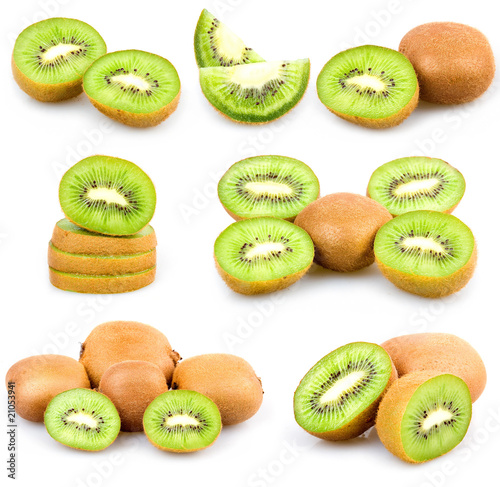 Set of Fresh Kiwi Fruits Isolated