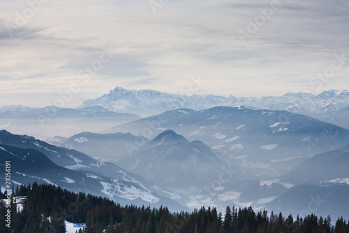 Mountains under snow in the winter. Austria