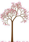 spring tree with cherry blossom, vector
