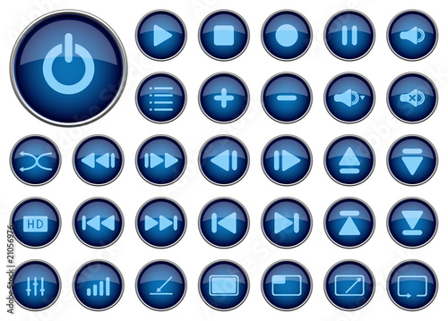 media player icons, vector illustration