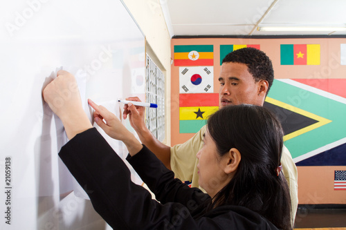 Obraz na plátně teacher teaching student chinese characters