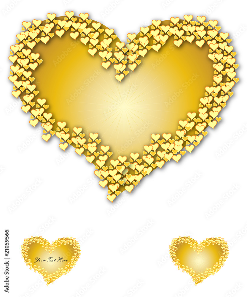 Cuore d'oro circondato da corona di cuoricini Stock Vector | Adobe Stock