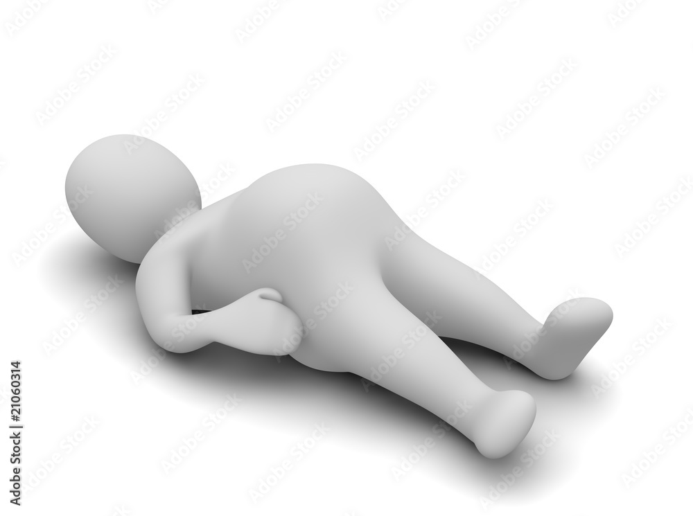 Laying fat man isolated on white.. 3d rendered illustration. Laying fat man isolated on white.. 3d rendered illustration.