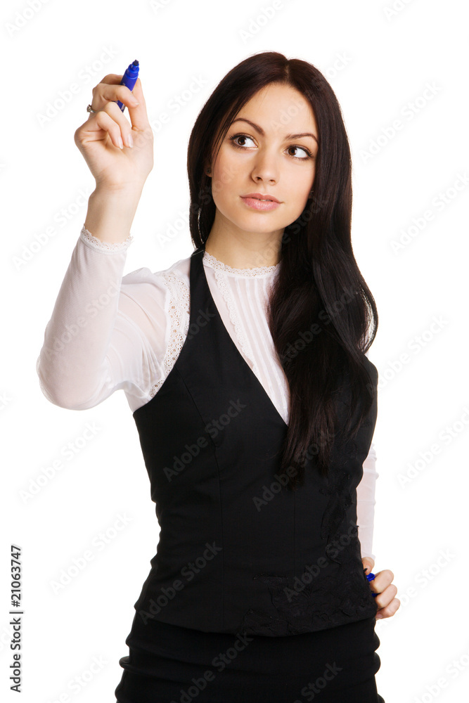 Cute businesswoman writing with a marker Cute businesswoman writing with a marker
