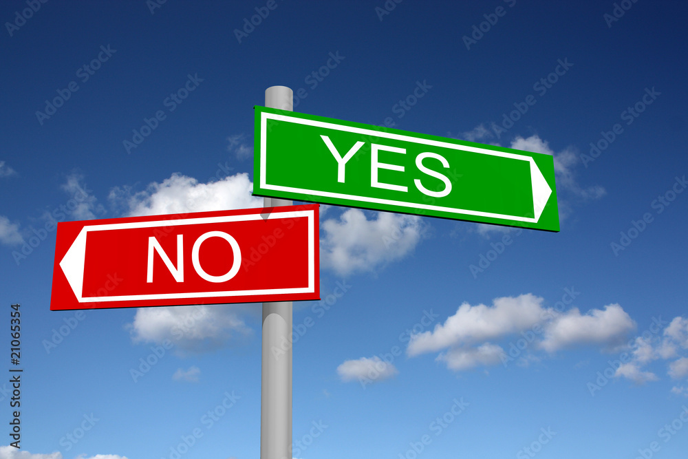 Abstract quidepost for answers yes and no Abstract quidepost for answers yes and no