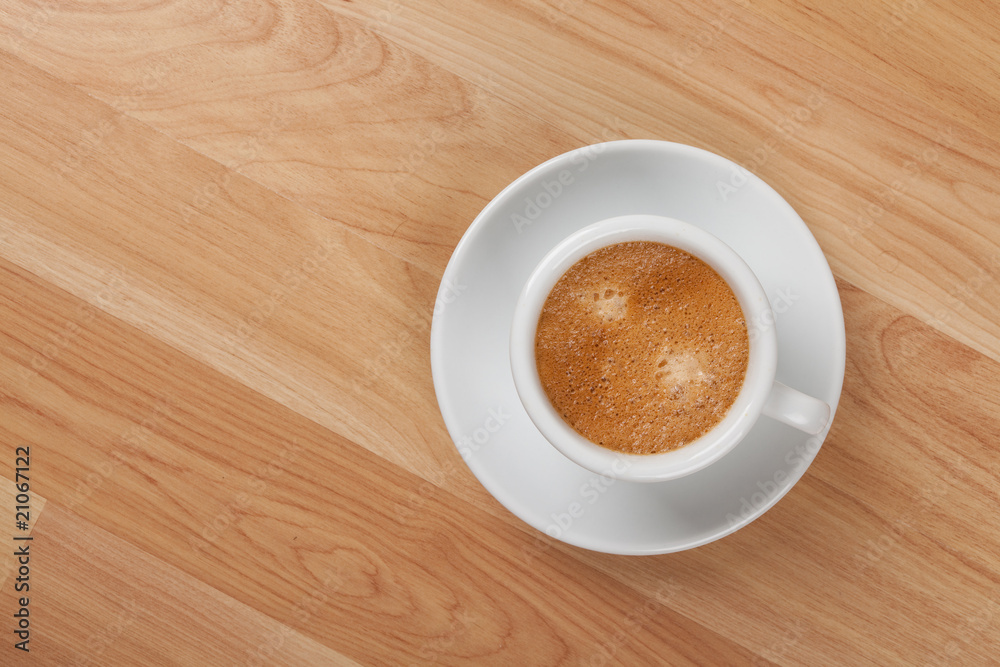 Espresso cup on wood table Espresso cup on wood table