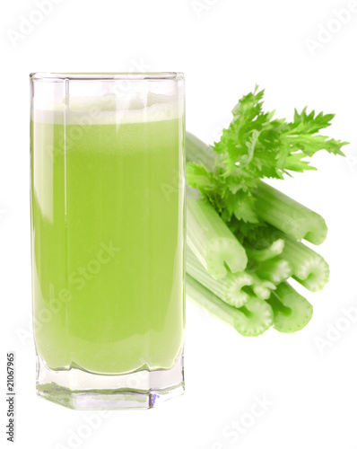 A glass of fresh celery juice