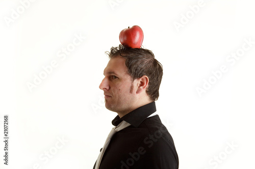 Boy with apple on the head