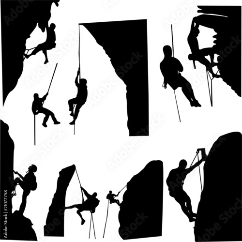 rock climbers silhouette collection - vector #21072758