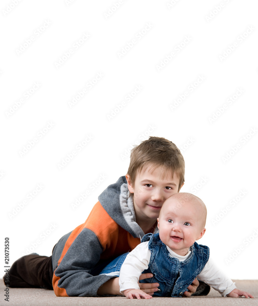 crawling baby girl and her brother crawling baby girl and her brother