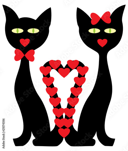 Two march cats with many hearts