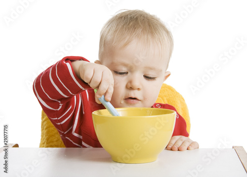 Boy eating breakfast