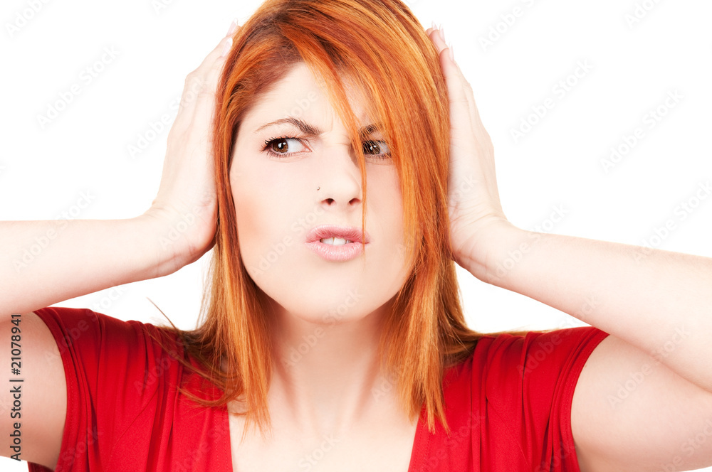 unhappy redhead woman unhappy redhead woman
