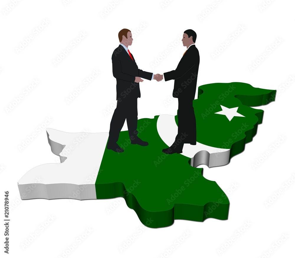 Business people meeting on Pakistan map flag illustration