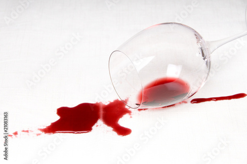 Spilling red wine