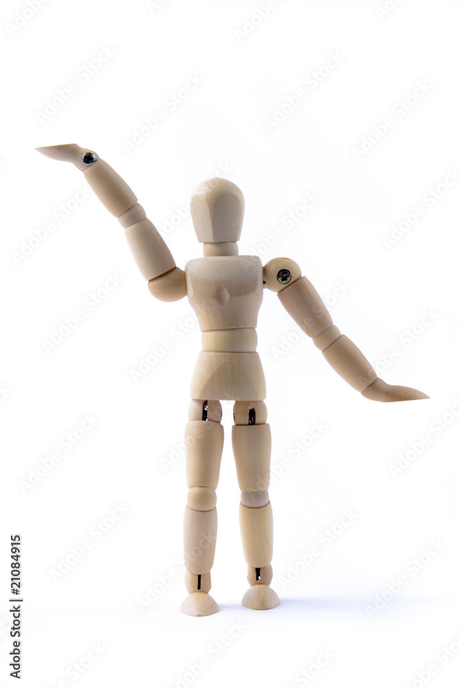 Gliederpuppe 1 Arm richtung Boden und 1 Arm in die Luft Gliederpuppe 1 Arm richtung Boden und 1 Arm in die Luft