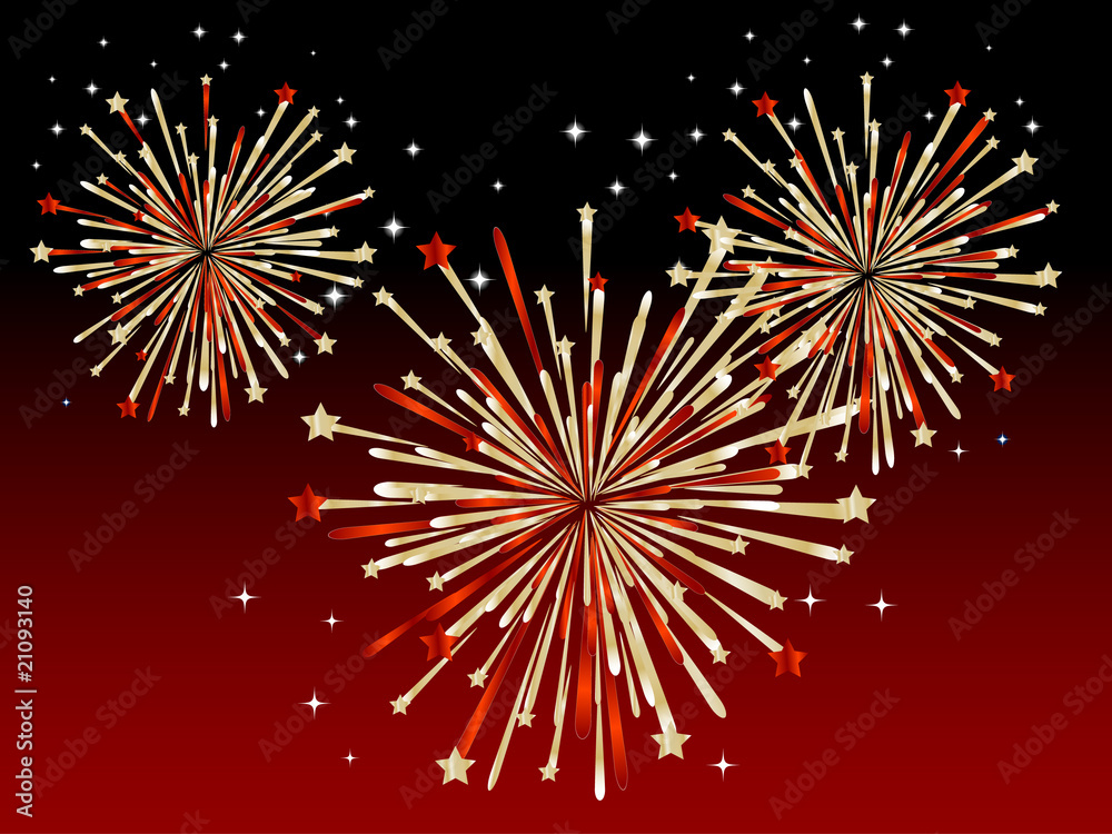 Fototapeta premium Red fireworks