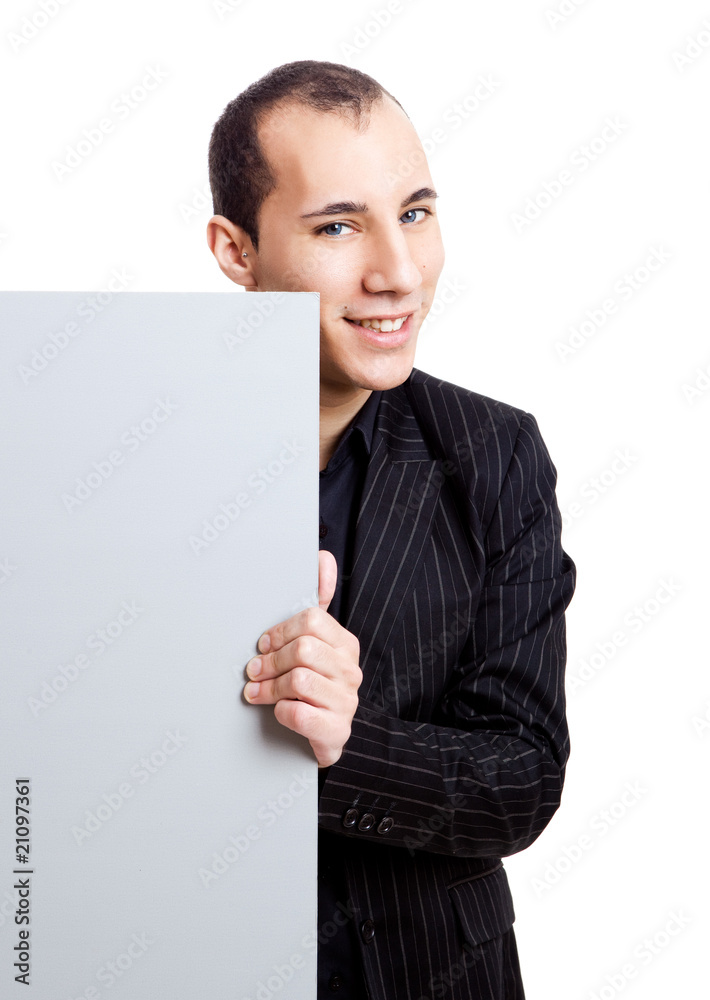 Businessman showing something