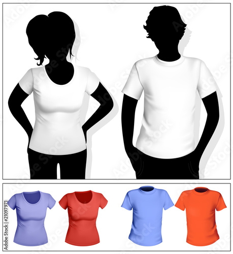 Women's and men's t-shirt template with human body silhouette.