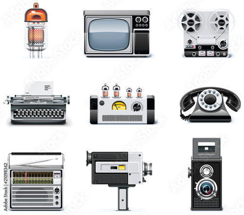 Vintage technologies icon set