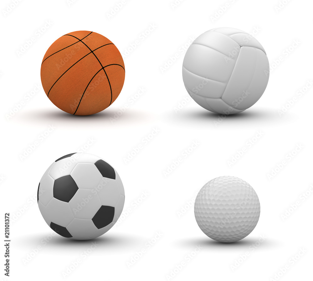 Sport balls: basketball, volleyball, football, golf