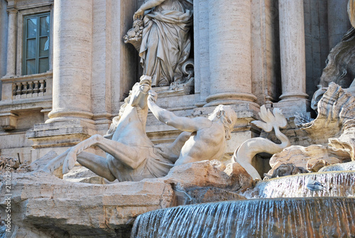 Triton and the seahorse in the Trevi fountain photo