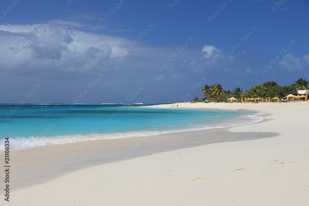 Deserted clean sandy beach on Anguilla, Caribbean